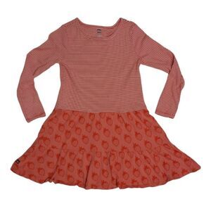 TEA COLLECTION long‎ sleeve red strawberry stripe play dress 12